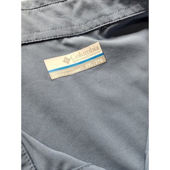 Columbia Mens Button Front Shirt Blue Long Sleeve Pocket Stretch Outdoor XXL - Picture 8 of 11